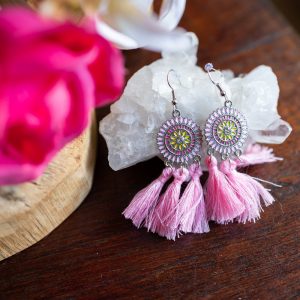 Bohemiska Örhängen Rosa Blomma