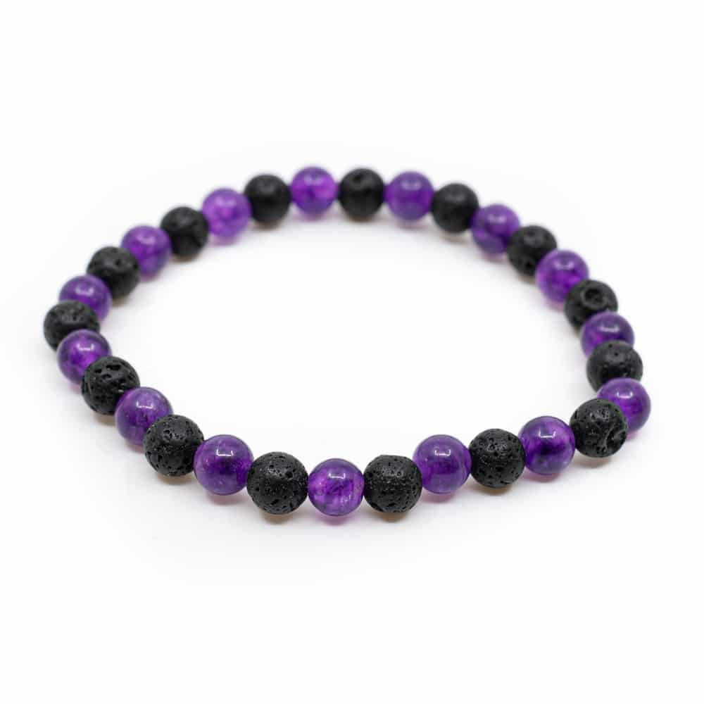 Armband Ädelsten Ametist/Lavasten