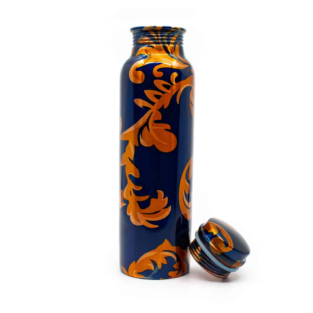 Spiru Koppar Vattenflaska Blå Blommigt Print - 900 ml