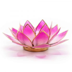 Vit och Rosa Lotus Ljuslykta med Guldkant