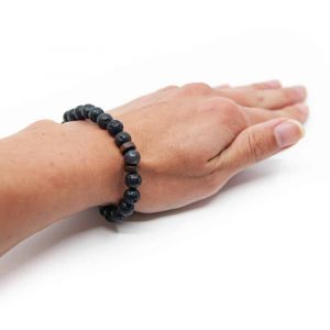 Ädelsten Armband Lavastenar med Trä Chips