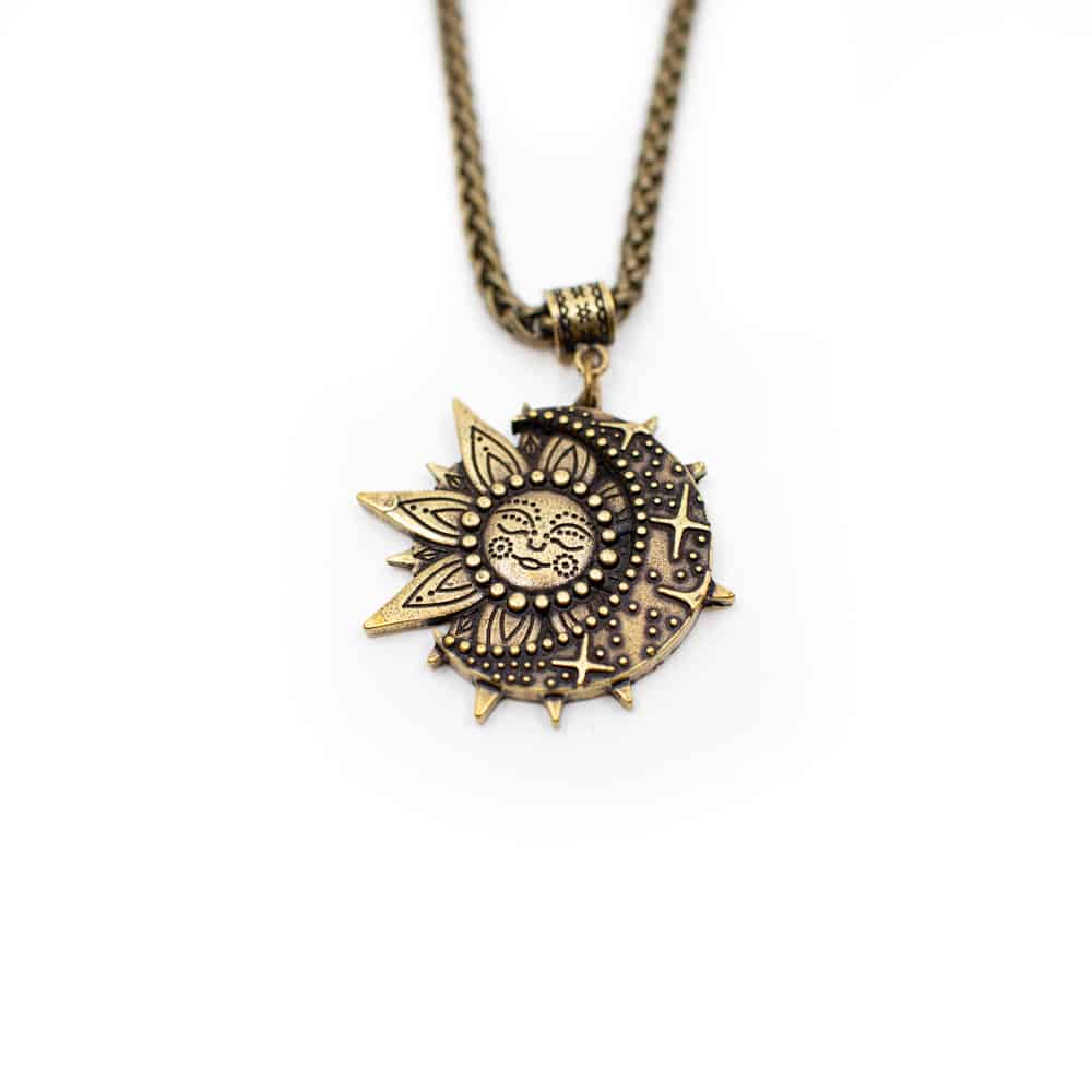 Talisman Sol och Måne Halsband Guldfärgad