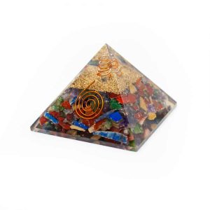 Orgonit Pyramid Chakra med Bergkristall Punt (70 mm)