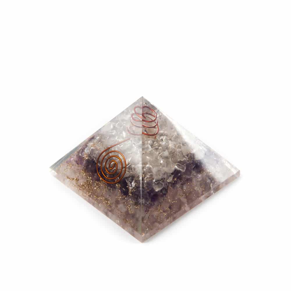 Orgonit Pyramid Ametist/ Bergkristall/ Rosenkvarts (70 mm)