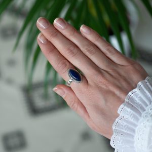 Ädelstensring Lapis Lazuli 925 Silver 