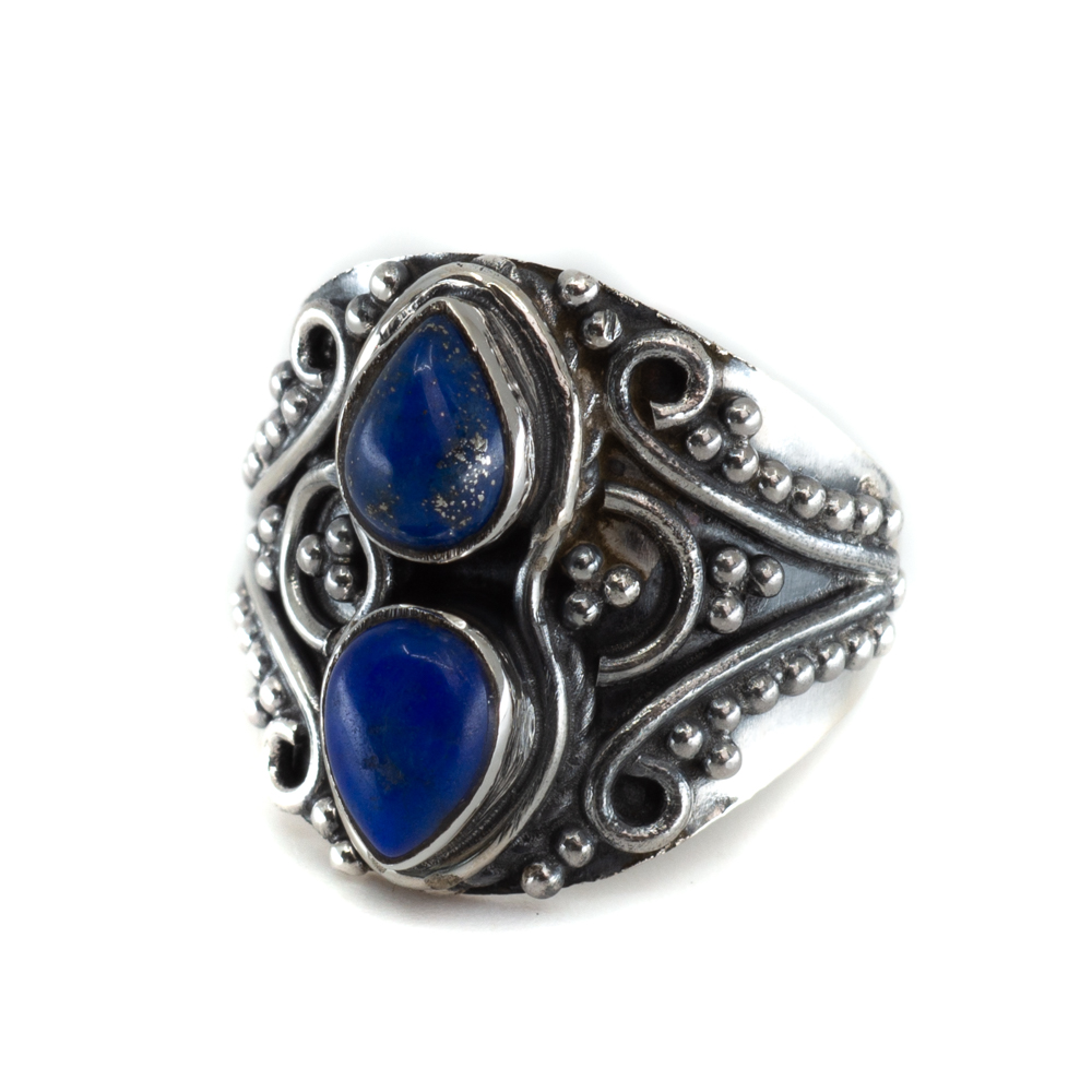 Ädelstensring Lapis Lazuli 925 Silver "Vizrea" (storlek 17)