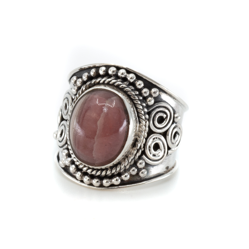 Ädelstensring Rhodochrosite 925 Silver "Jesahna" (storlek 17)
