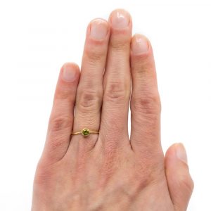 Månadsten Ring Peridot Augusti - 925 Silver Guld Förgylld (storlek 17)