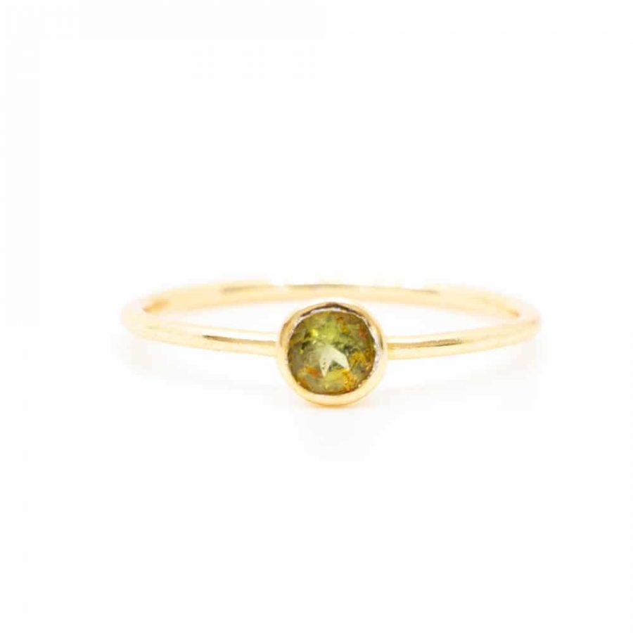 Månadsten Ring Peridot Augusti - 925 Silver Guld Förgylld (storlek 17)