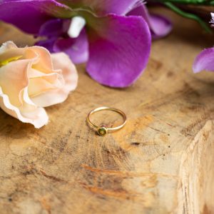 Månadsten Ring Peridot Augusti - 925 Silver Guld Förgylld (storlek 17)