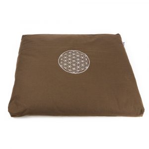 Meditationsmatta Zabuton Brun Bomull - Flower of Life - 68 x 56 x 6 cm - inkl. innerkudde