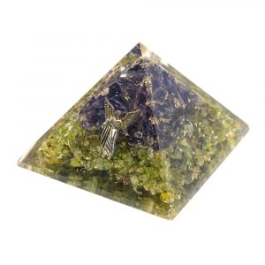 Orgonit Pyramid Peridot/Ametist - Ängel Rafael - (70 mm)