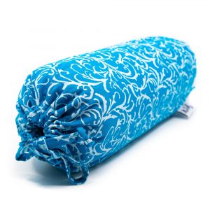 Yoga Mini Bolster för Nacken Blå Rund Bomull - 34 x 10 x 10 cm