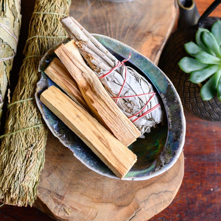 Rena ditt hem Set Abalone snäcka med Palo santo och vit salvia