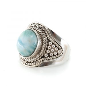 Ädelstensring Larimar 925 Silver "Jehna" (storlek 17)