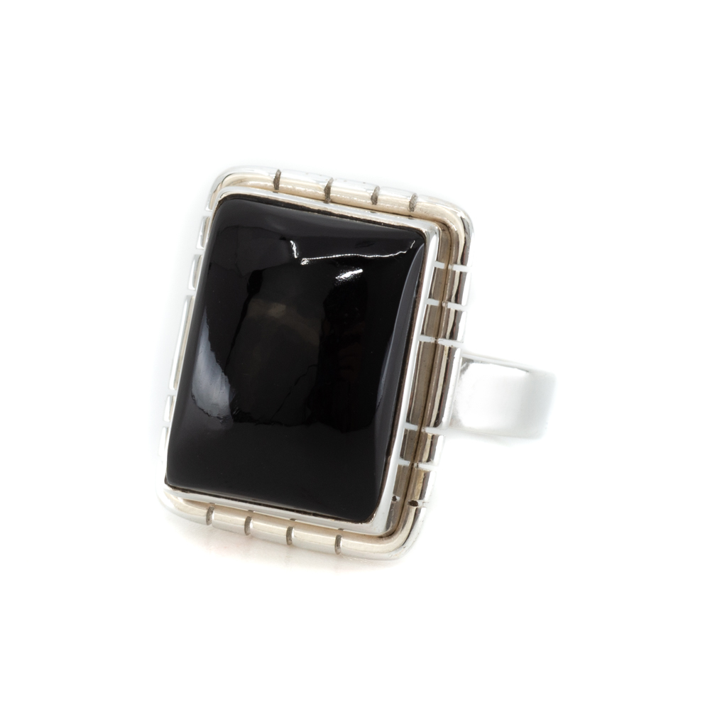 Ädelstensring Svart Onyx 925 silver "Ulsahni" (storlek 17)