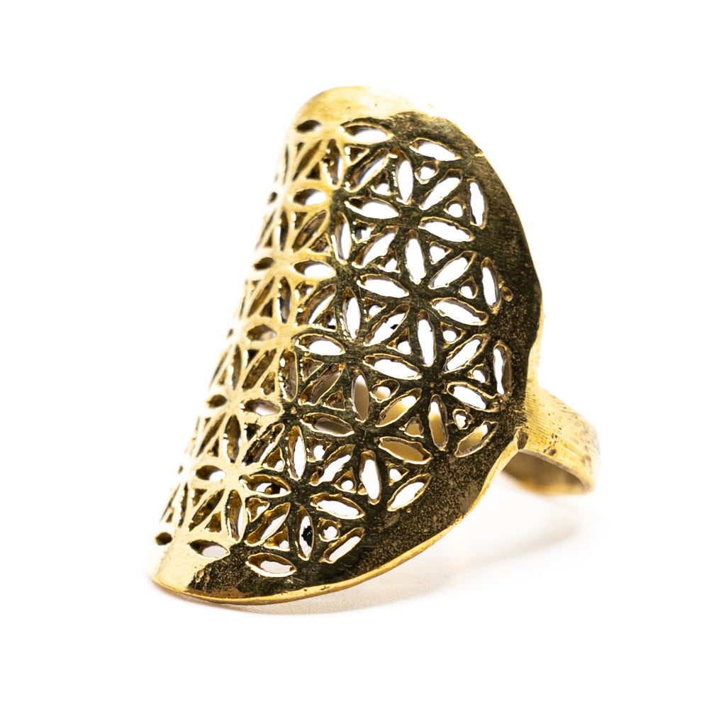 Justerbar Ring Livets Blomma Guld (30 mm)