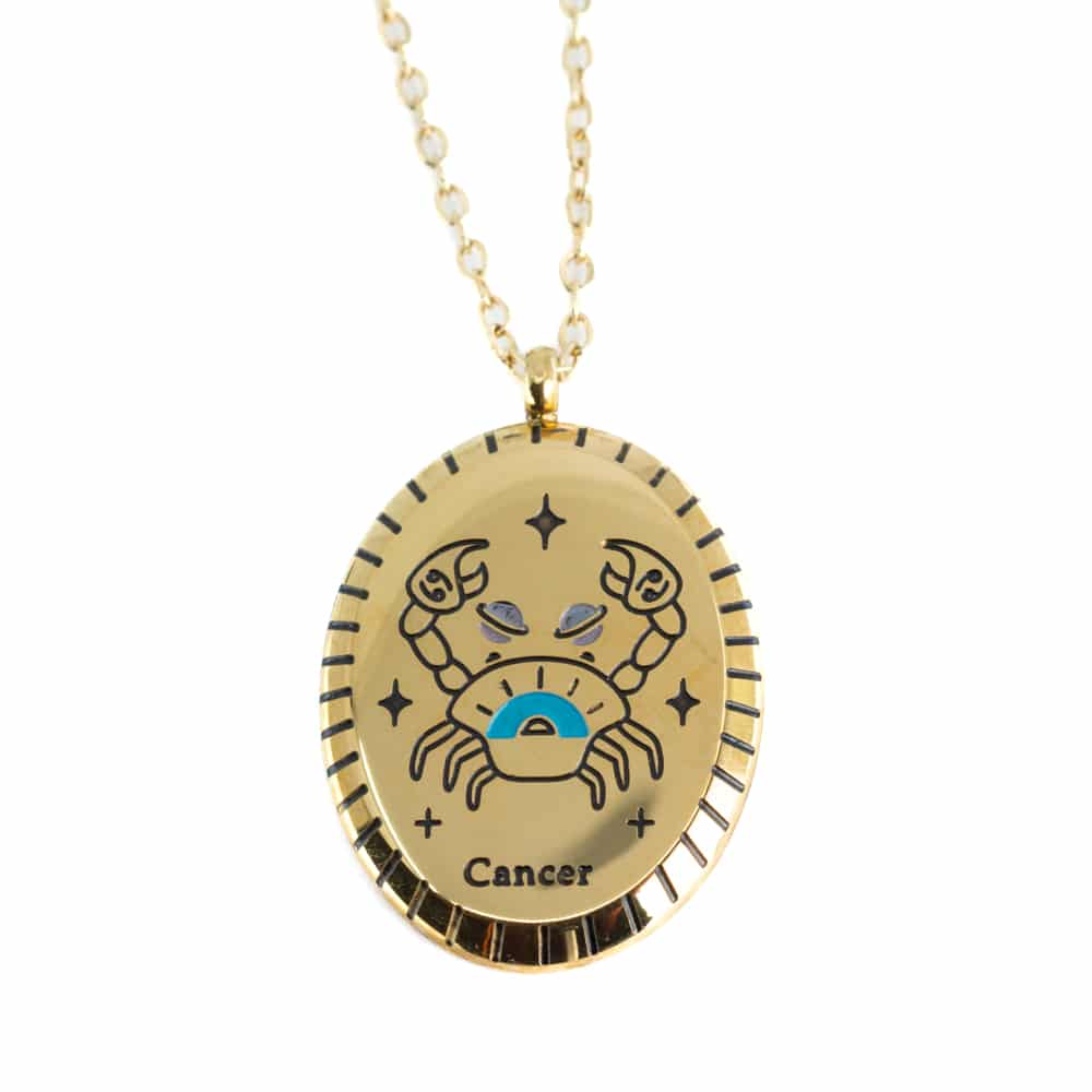 Horoskop Stål Hänge Kräftan Guldfärgad oval (20 mm)