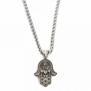 Amulett Silverfärgad Hamsa Hand (30 mm)