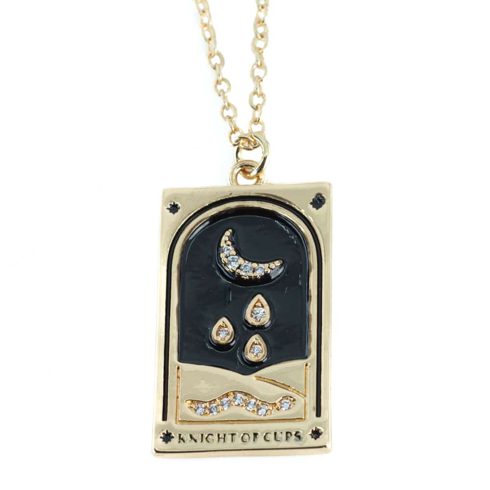 Stål Tarot Amulett stål guld/svart Tarot "Knight of Chalices"