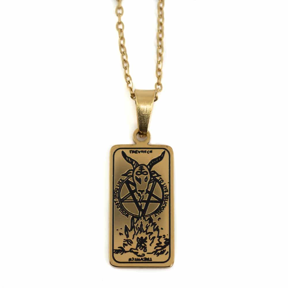 Stål Amulett  guldfärgad "Häxan" - 25 mm