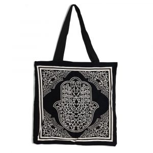 Tote Bag Bomull - Hamsa hand Svart/vit (45 cm)