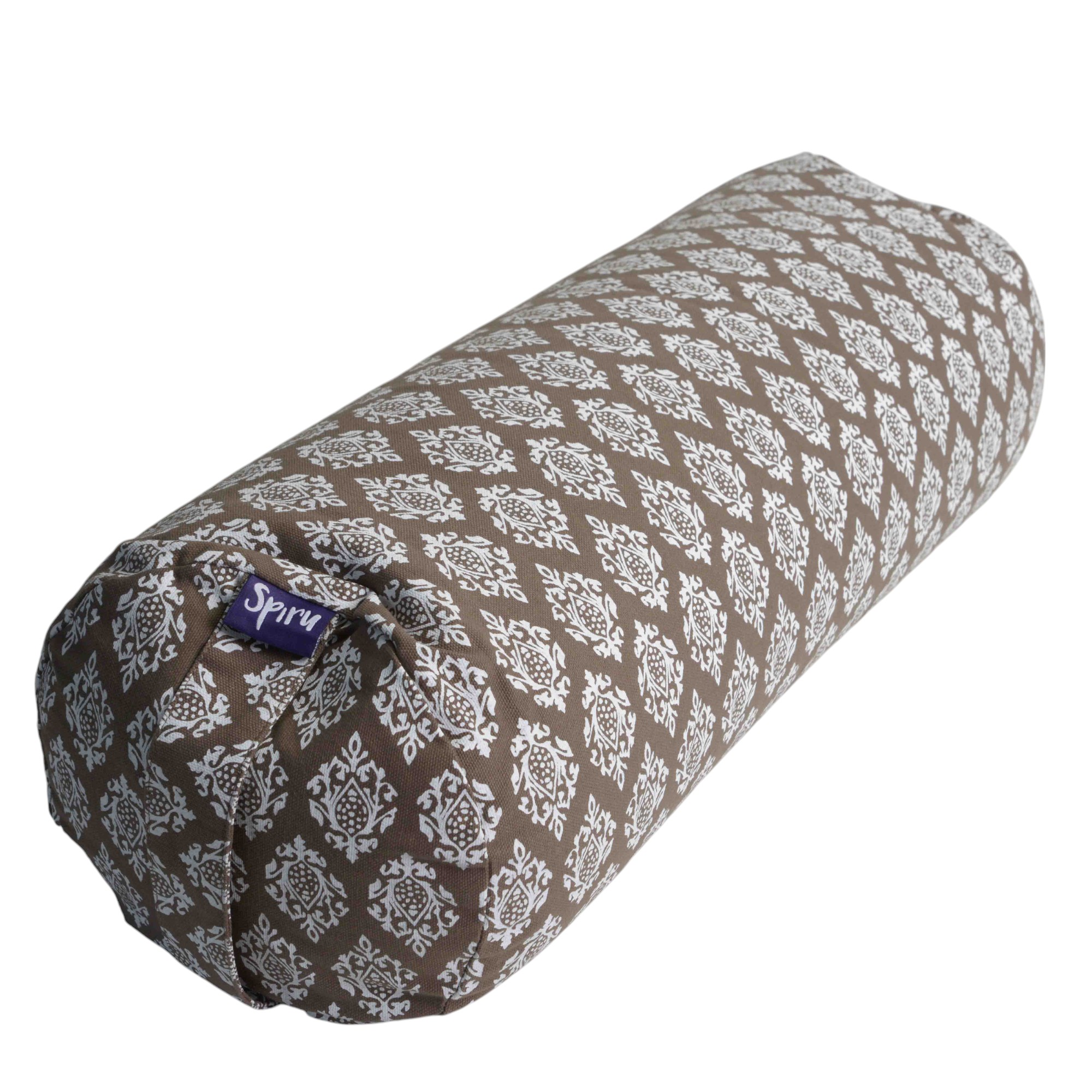 Yoga Bolster Grå Rund Bomull - Khari print - 59 x 21,5 cm